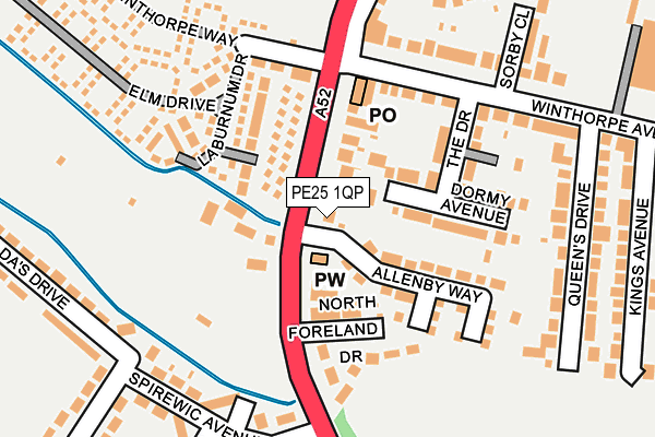 PE25 1QP map - OS OpenMap – Local (Ordnance Survey)