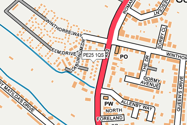 PE25 1QS map - OS OpenMap – Local (Ordnance Survey) PE25 1QS map - OS OpenMap – Local (Ordnance Survey)