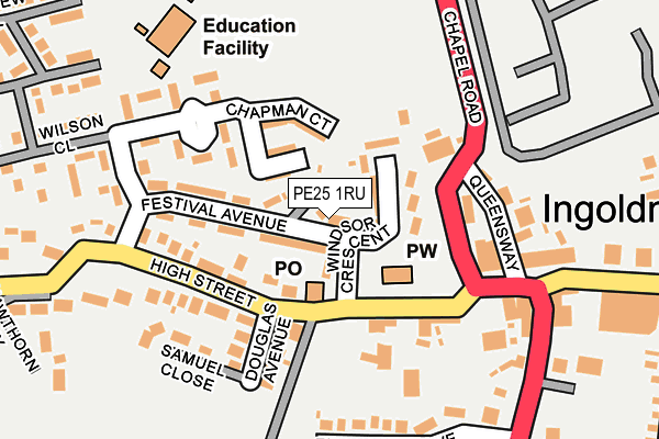 PE25 1RU map - OS OpenMap – Local (Ordnance Survey) PE25 1RU map - OS OpenMap – Local (Ordnance Survey)