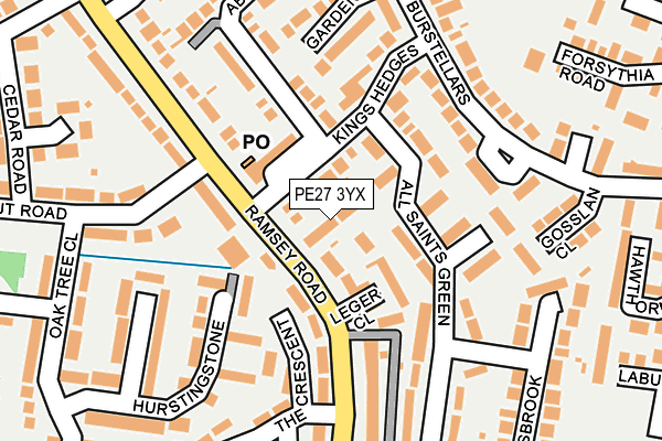 PE27 3YX map - OS OpenMap – Local (Ordnance Survey) PE27 3YX map - OS OpenMap – Local (Ordnance Survey)