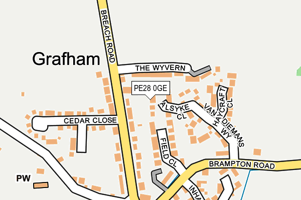 PE28 0GE map - OS OpenMap – Local (Ordnance Survey) PE28 0GE map - OS OpenMap – Local (Ordnance Survey)