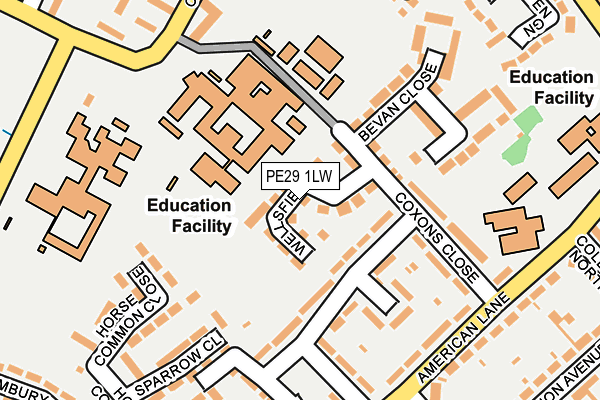 PE29 1LW map - OS OpenMap – Local (Ordnance Survey) PE29 1LW map - OS OpenMap – Local (Ordnance Survey)