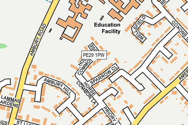 PE29 1PW map - OS OpenMap – Local (Ordnance Survey) PE29 1PW map - OS OpenMap – Local (Ordnance Survey)