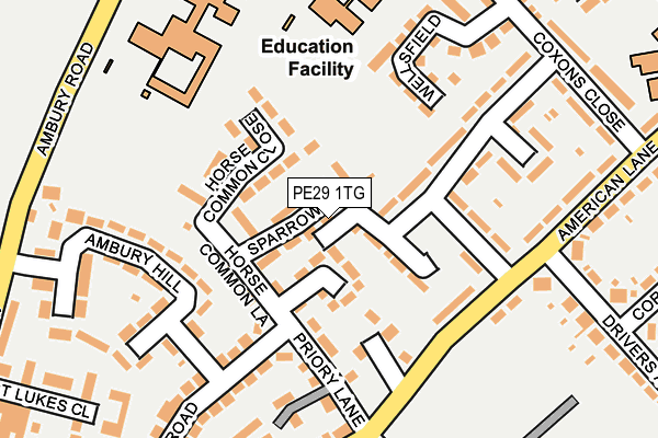 PE29 1TG map - OS OpenMap – Local (Ordnance Survey) PE29 1TG map - OS OpenMap – Local (Ordnance Survey)