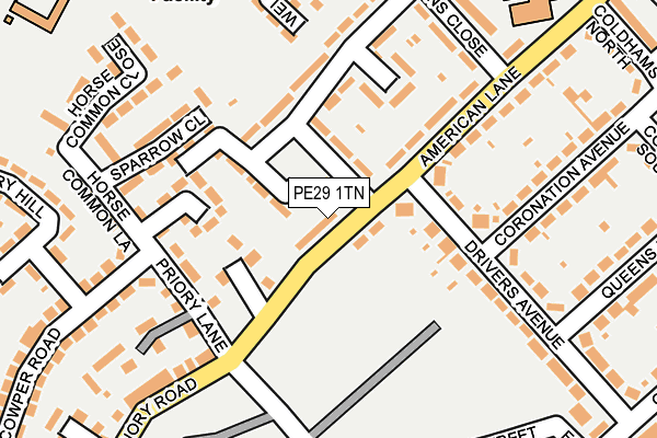 PE29 1TN map - OS OpenMap – Local (Ordnance Survey) PE29 1TN map - OS OpenMap – Local (Ordnance Survey)