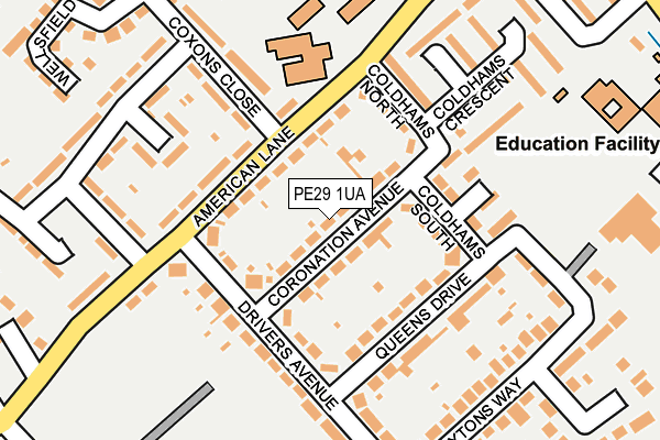 PE29 1UA map - OS OpenMap – Local (Ordnance Survey) PE29 1UA map - OS OpenMap – Local (Ordnance Survey)