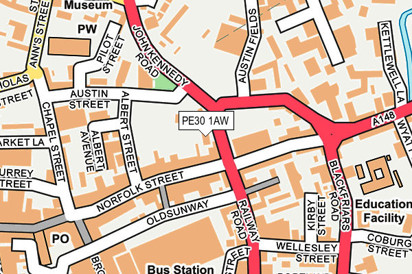 PE30 1AW map - OS OpenMap – Local (Ordnance Survey)