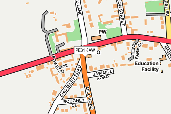 PE31 8AW map - OS OpenMap – Local (Ordnance Survey) PE31 8AW map - OS OpenMap – Local (Ordnance Survey)
