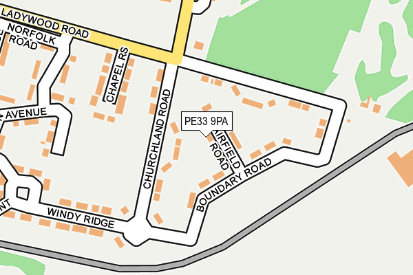 PE33 9PA map - OS OpenMap – Local (Ordnance Survey) PE33 9PA map - OS OpenMap – Local (Ordnance Survey)