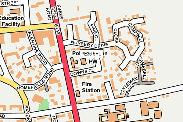 PE36 5HU map - OS OpenMap – Local (Ordnance Survey) PE36 5HU map - OS OpenMap – Local (Ordnance Survey)