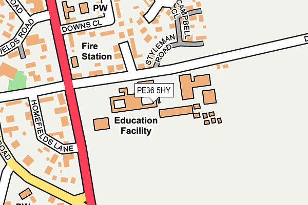 PE36 5HY map - OS OpenMap – Local (Ordnance Survey) PE36 5HY map - OS OpenMap – Local (Ordnance Survey)