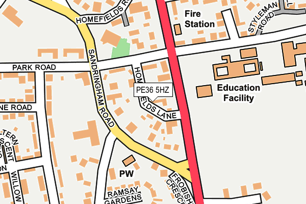 PE36 5HZ map - OS OpenMap – Local (Ordnance Survey) PE36 5HZ map - OS OpenMap – Local (Ordnance Survey)