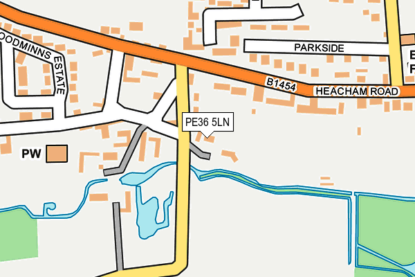 PE36 5LN map - OS OpenMap – Local (Ordnance Survey)
