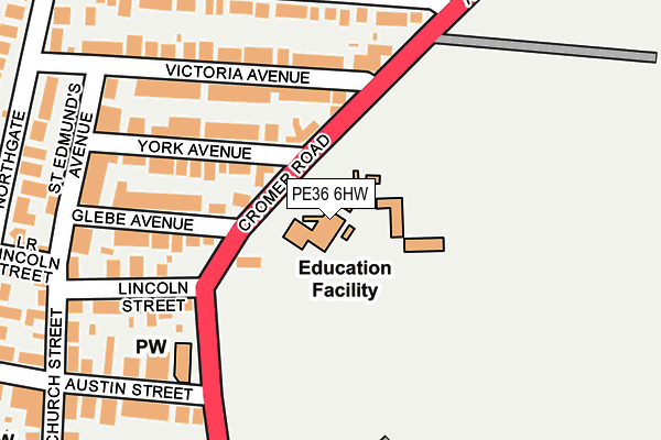 PE36 6HW map - OS OpenMap – Local (Ordnance Survey) PE36 6HW map - OS OpenMap – Local (Ordnance Survey)