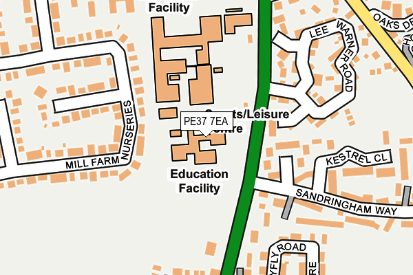 PE37 7EA map - OS OpenMap – Local (Ordnance Survey) PE37 7EA map - OS OpenMap – Local (Ordnance Survey)