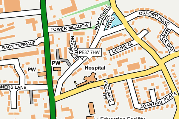 PE37 7HW map - OS OpenMap – Local (Ordnance Survey) PE37 7HW map - OS OpenMap – Local (Ordnance Survey)