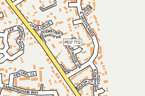 PE37 7TQ map - OS OpenMap – Local (Ordnance Survey) PE37 7TQ map - OS OpenMap – Local (Ordnance Survey)