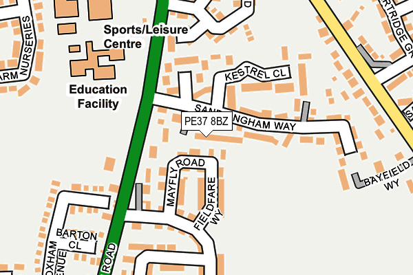 PE37 8BZ map - OS OpenMap – Local (Ordnance Survey) PE37 8BZ map - OS OpenMap – Local (Ordnance Survey)