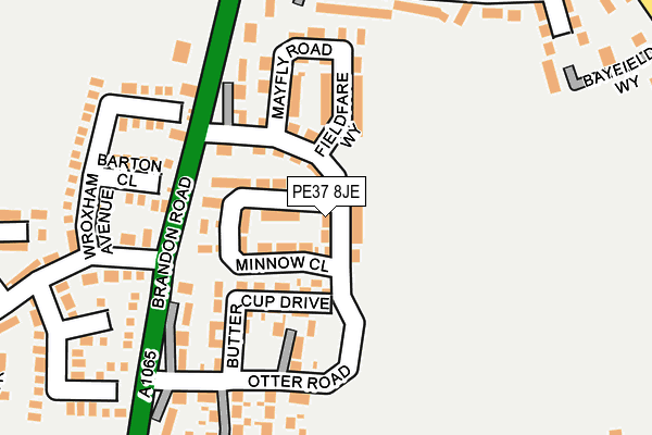 PE37 8JE map - OS OpenMap – Local (Ordnance Survey) PE37 8JE map - OS OpenMap – Local (Ordnance Survey)