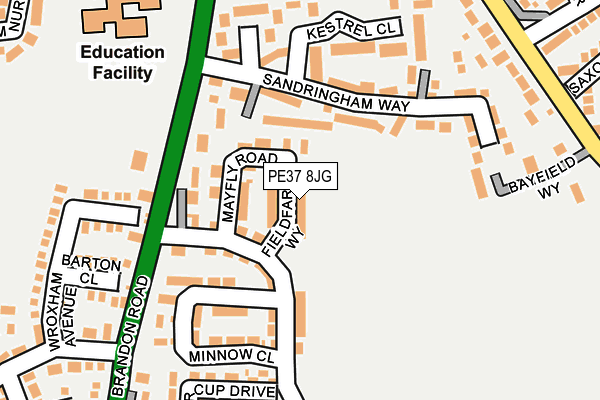 PE37 8JG map - OS OpenMap – Local (Ordnance Survey) PE37 8JG map - OS OpenMap – Local (Ordnance Survey)