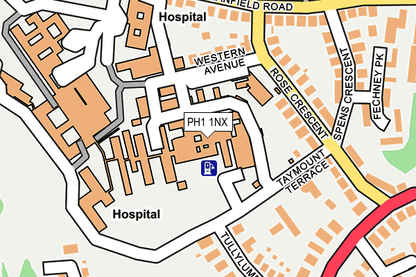 PH1 1NX map - OS OpenMap – Local (Ordnance Survey) PH1 1NX map - OS OpenMap – Local (Ordnance Survey)