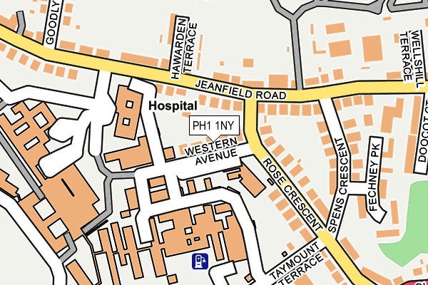 PH1 1NY map - OS OpenMap – Local (Ordnance Survey) PH1 1NY map - OS OpenMap – Local (Ordnance Survey)