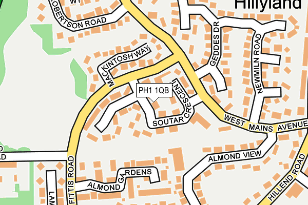 PH1 1QB map - OS OpenMap – Local (Ordnance Survey) PH1 1QB map - OS OpenMap – Local (Ordnance Survey)