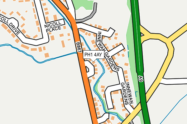 PH1 4AY map - OS OpenMap – Local (Ordnance Survey) PH1 4AY map - OS OpenMap – Local (Ordnance Survey)