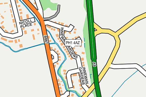PH1 4AZ map - OS OpenMap – Local (Ordnance Survey) PH1 4AZ map - OS OpenMap – Local (Ordnance Survey)