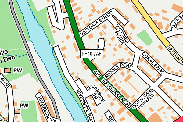 PH10 7AF map - OS OpenMap – Local (Ordnance Survey) PH10 7AF map - OS OpenMap – Local (Ordnance Survey)