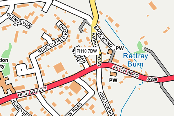 PH10 7DW map - OS OpenMap – Local (Ordnance Survey) PH10 7DW map - OS OpenMap – Local (Ordnance Survey)