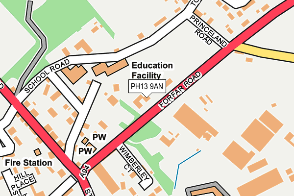 PH13 9AN map - OS OpenMap – Local (Ordnance Survey) PH13 9AN map - OS OpenMap – Local (Ordnance Survey)