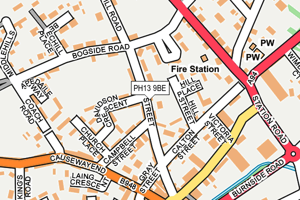 PH13 9BE map - OS OpenMap – Local (Ordnance Survey) PH13 9BE map - OS OpenMap – Local (Ordnance Survey)