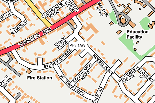 PH3 1AW map - OS OpenMap – Local (Ordnance Survey) PH3 1AW map - OS OpenMap – Local (Ordnance Survey)