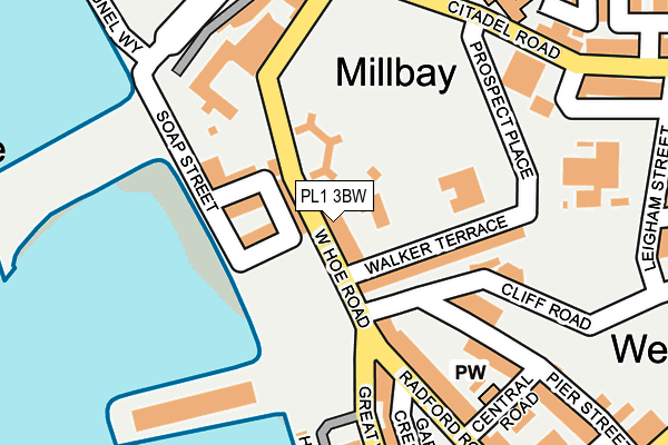 PL1 3BW map - OS OpenMap – Local (Ordnance Survey) PL1 3BW map - OS OpenMap – Local (Ordnance Survey)
