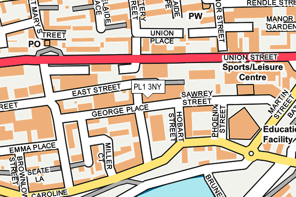 PL1 3NY map - OS OpenMap – Local (Ordnance Survey) PL1 3NY map - OS OpenMap – Local (Ordnance Survey)