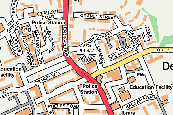 PL1 4AZ map - OS OpenMap – Local (Ordnance Survey) PL1 4AZ map - OS OpenMap – Local (Ordnance Survey)