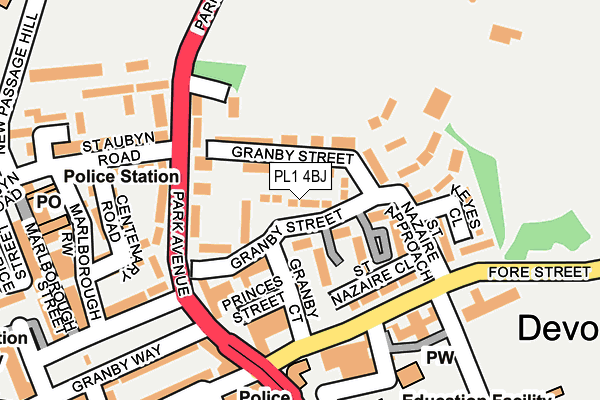 PL1 4BJ map - OS OpenMap – Local (Ordnance Survey) PL1 4BJ map - OS OpenMap – Local (Ordnance Survey)