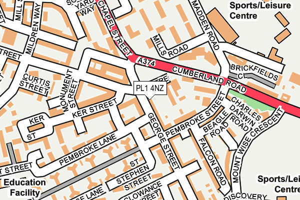 PL1 4NZ map - OS OpenMap – Local (Ordnance Survey) PL1 4NZ map - OS OpenMap – Local (Ordnance Survey)