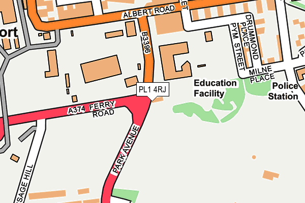 PL1 4RJ map - OS OpenMap – Local (Ordnance Survey) PL1 4RJ map - OS OpenMap – Local (Ordnance Survey)