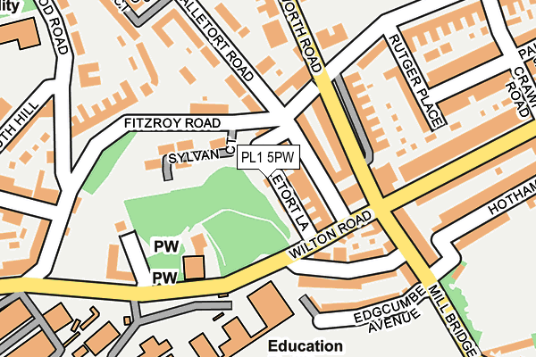 PL1 5PW map - OS OpenMap – Local (Ordnance Survey) PL1 5PW map - OS OpenMap – Local (Ordnance Survey)