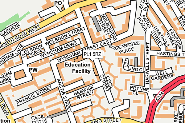 PL1 5RZ map - OS OpenMap – Local (Ordnance Survey) PL1 5RZ map - OS OpenMap – Local (Ordnance Survey)