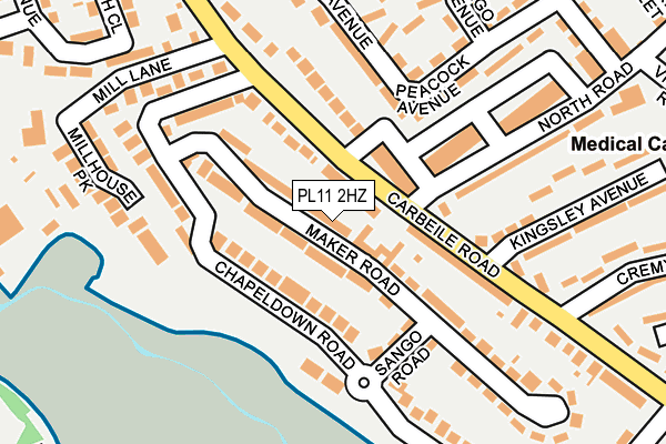 PL11 2HZ map - OS OpenMap – Local (Ordnance Survey) PL11 2HZ map - OS OpenMap – Local (Ordnance Survey)