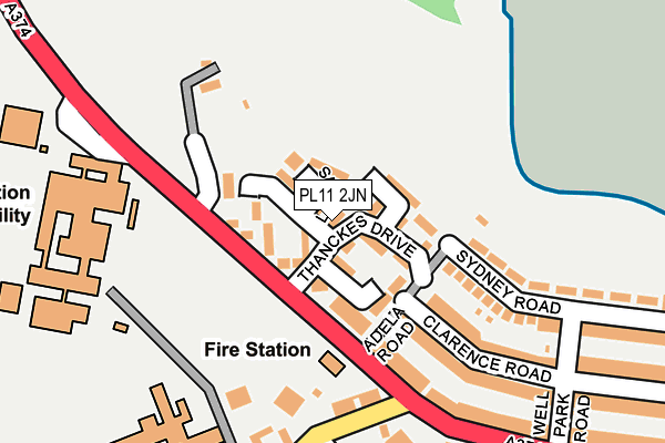 PL11 2JN map - OS OpenMap – Local (Ordnance Survey) PL11 2JN map - OS OpenMap – Local (Ordnance Survey)