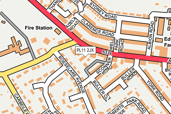 PL11 2JX map - OS OpenMap – Local (Ordnance Survey)
