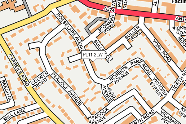 PL11 2LW map - OS OpenMap – Local (Ordnance Survey) PL11 2LW map - OS OpenMap – Local (Ordnance Survey)