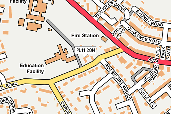 PL11 2QN map - OS OpenMap – Local (Ordnance Survey) PL11 2QN map - OS OpenMap – Local (Ordnance Survey)