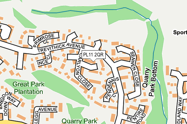 PL11 2QR map - OS OpenMap – Local (Ordnance Survey) PL11 2QR map - OS OpenMap – Local (Ordnance Survey)