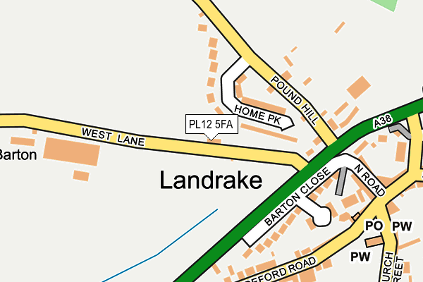 PL12 5FA map - OS OpenMap – Local (Ordnance Survey) PL12 5FA map - OS OpenMap – Local (Ordnance Survey)