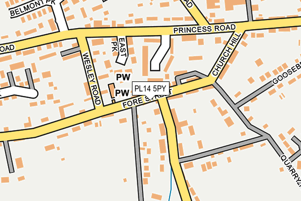 PL14 5PY map - OS OpenMap – Local (Ordnance Survey) PL14 5PY map - OS OpenMap – Local (Ordnance Survey)
